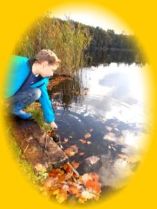 kinder entnehmen wasserprobe aus dem see